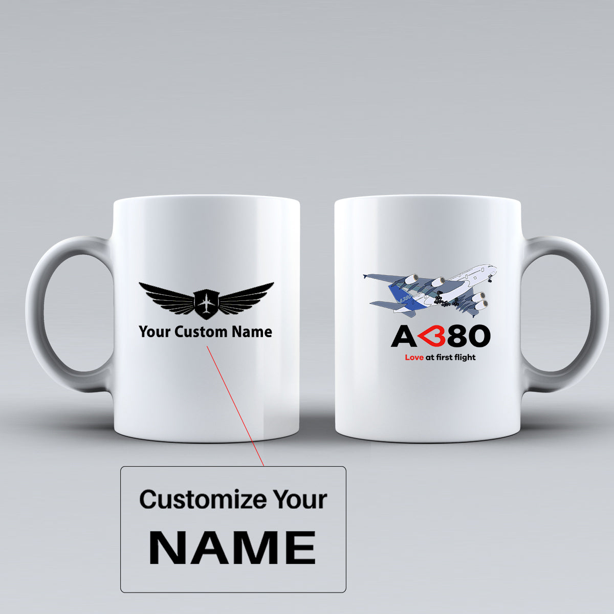 Airbus A380 Love at first flight Designed Ceramic White Mugs
