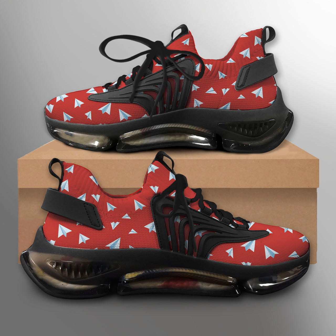 Paper Airplanes (Red) Designed Fashion Running Shoes