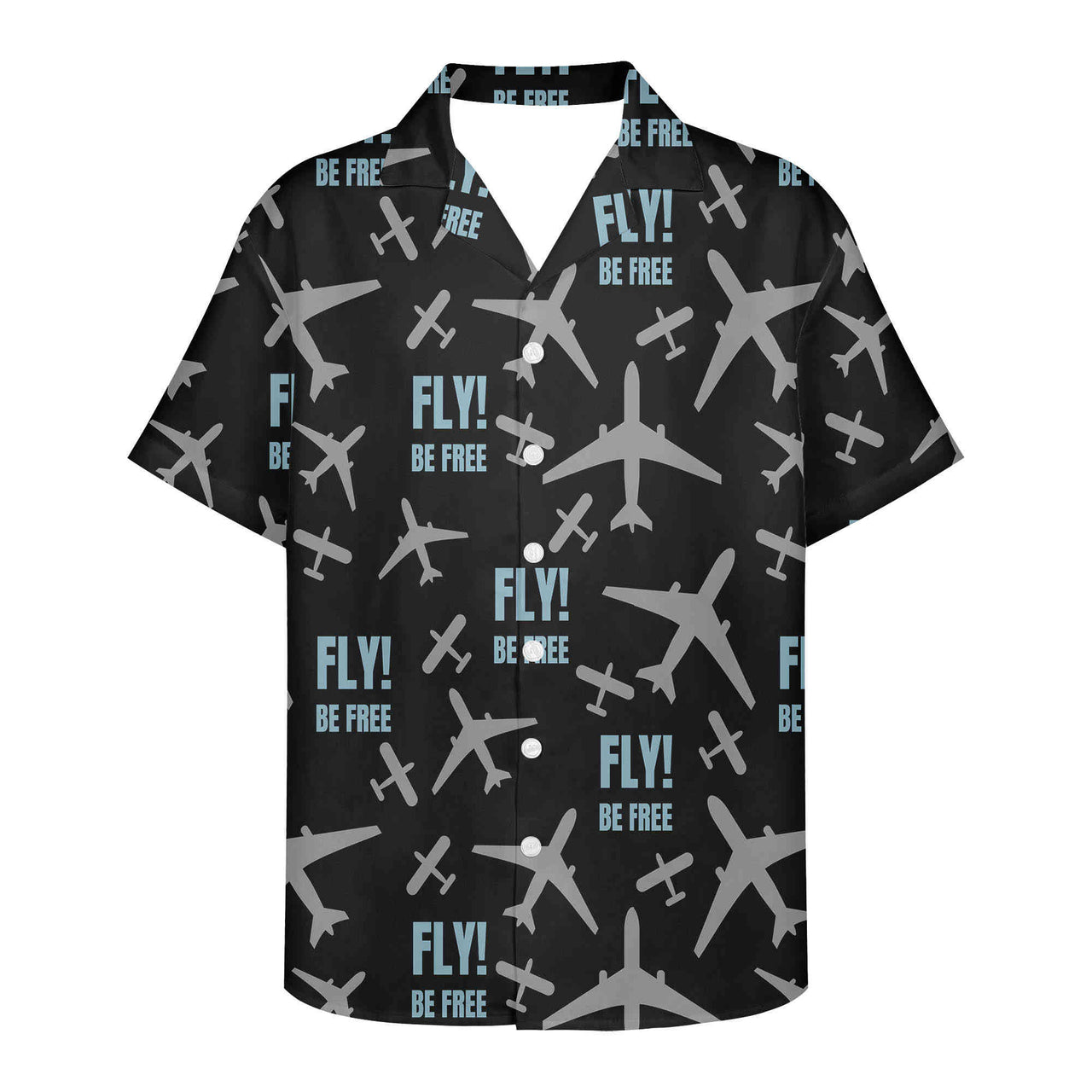 Fly Be Free Black Designed 3D Hawaiian Shirts