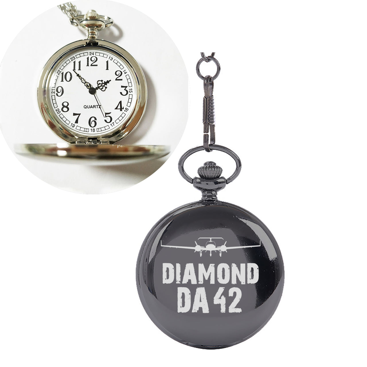 Diamond DA42 & Plane Designed Pocket Watches