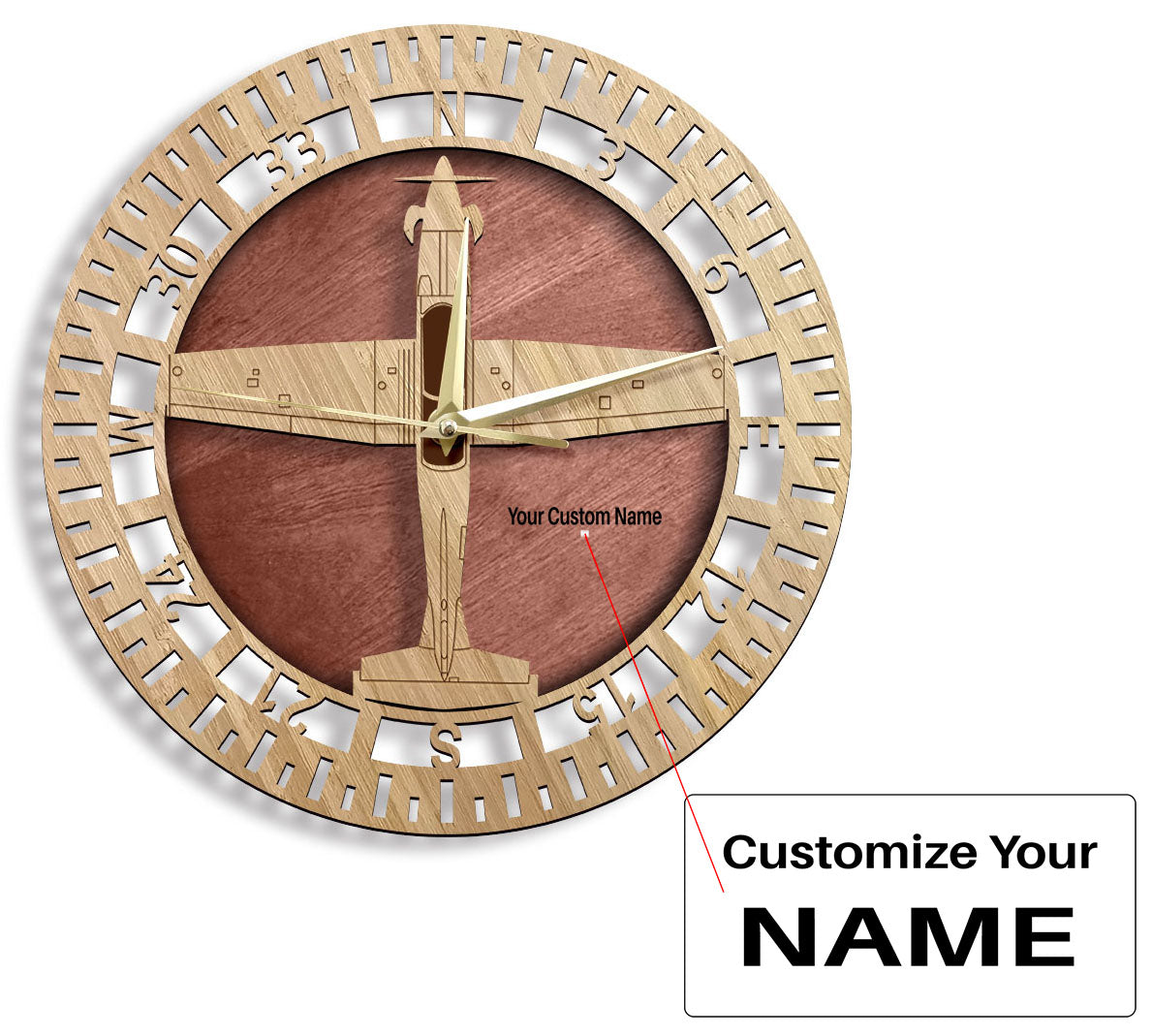 1st Flying Training Squadron T-6 Texan II Designed Wooden Wall Clocks