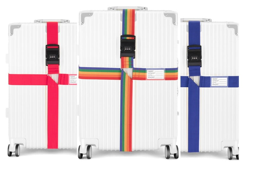 Nylon 3 Digits Password Lock Luggage Strap Cross Belt
