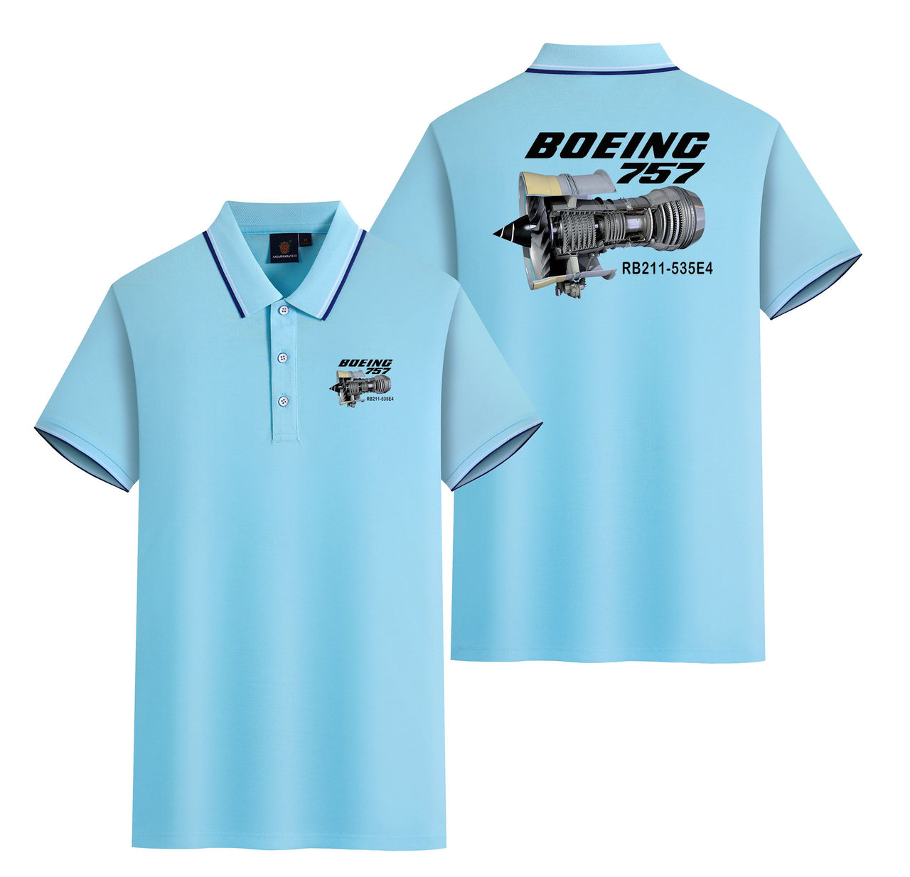Boeing 757 & Rolls Royce Engine (RB211) Designed Stylish Polo T-Shirts (Double-Side)