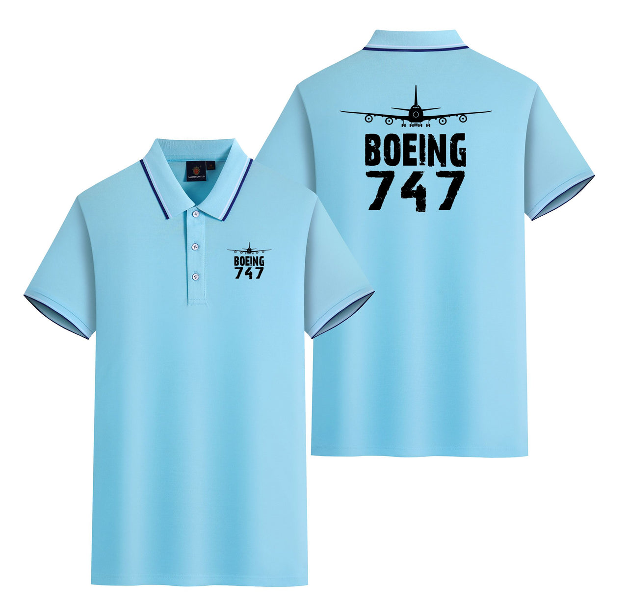 Boeing 747 & Plane Designed Stylish Polo T-Shirts (Double-Side)