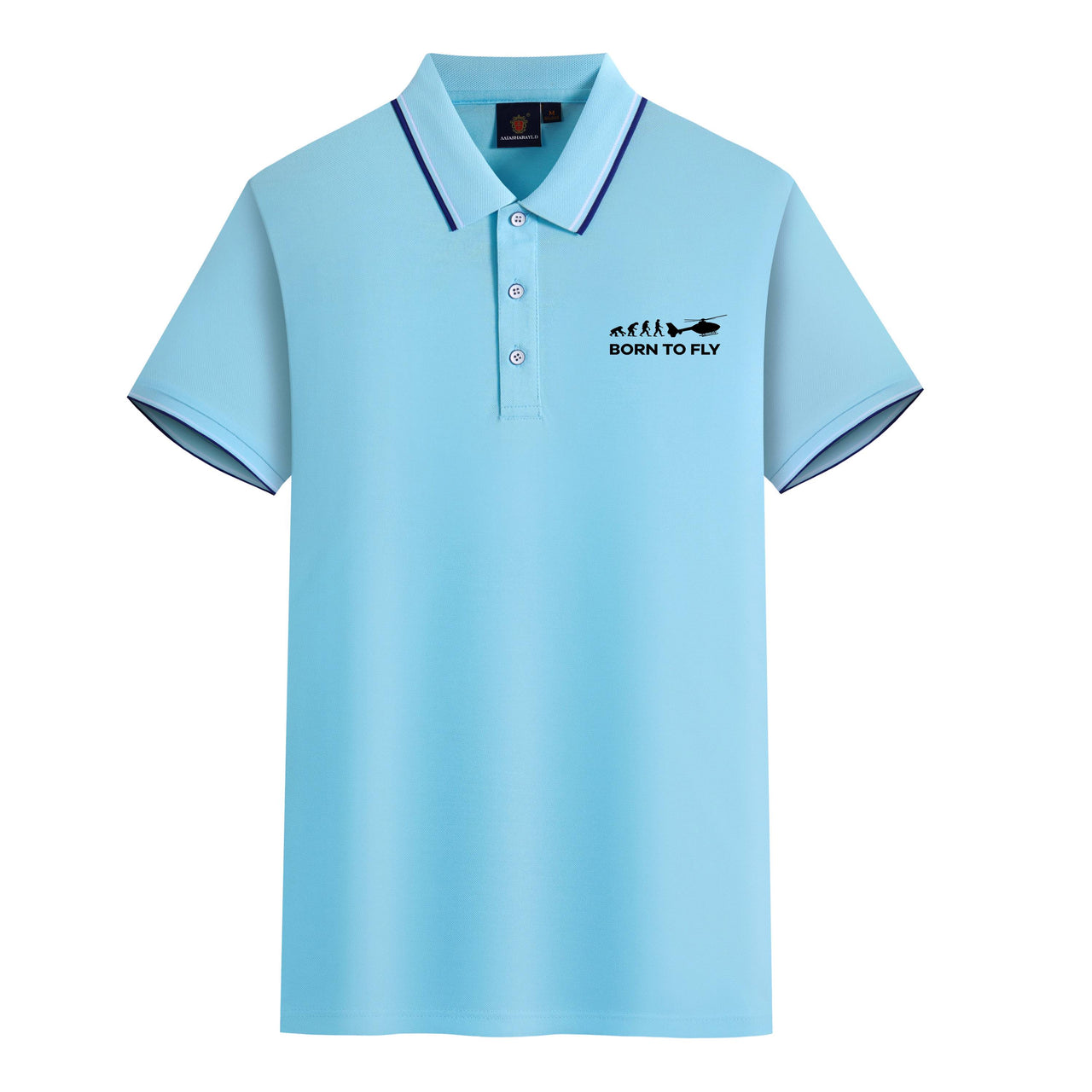 Born To Fly Helicopter Designed Stylish Polo T-Shirts