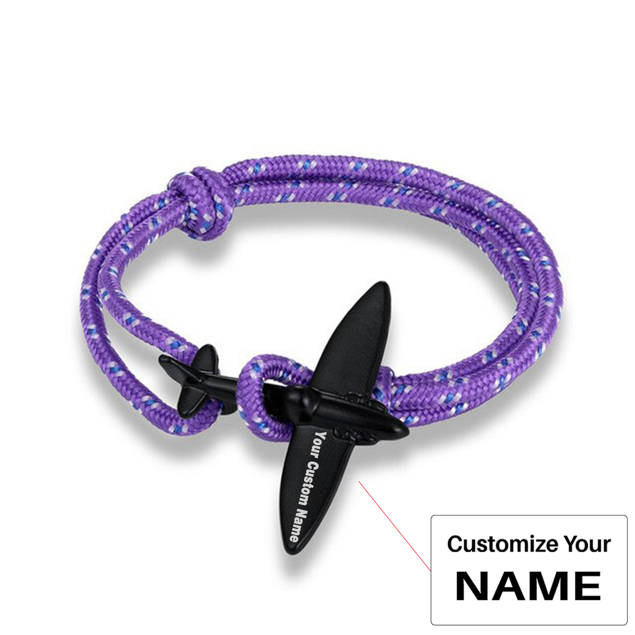 (Edition 4) - Thinner & Small Airplane Designed Bracelets Black (Adjustable)