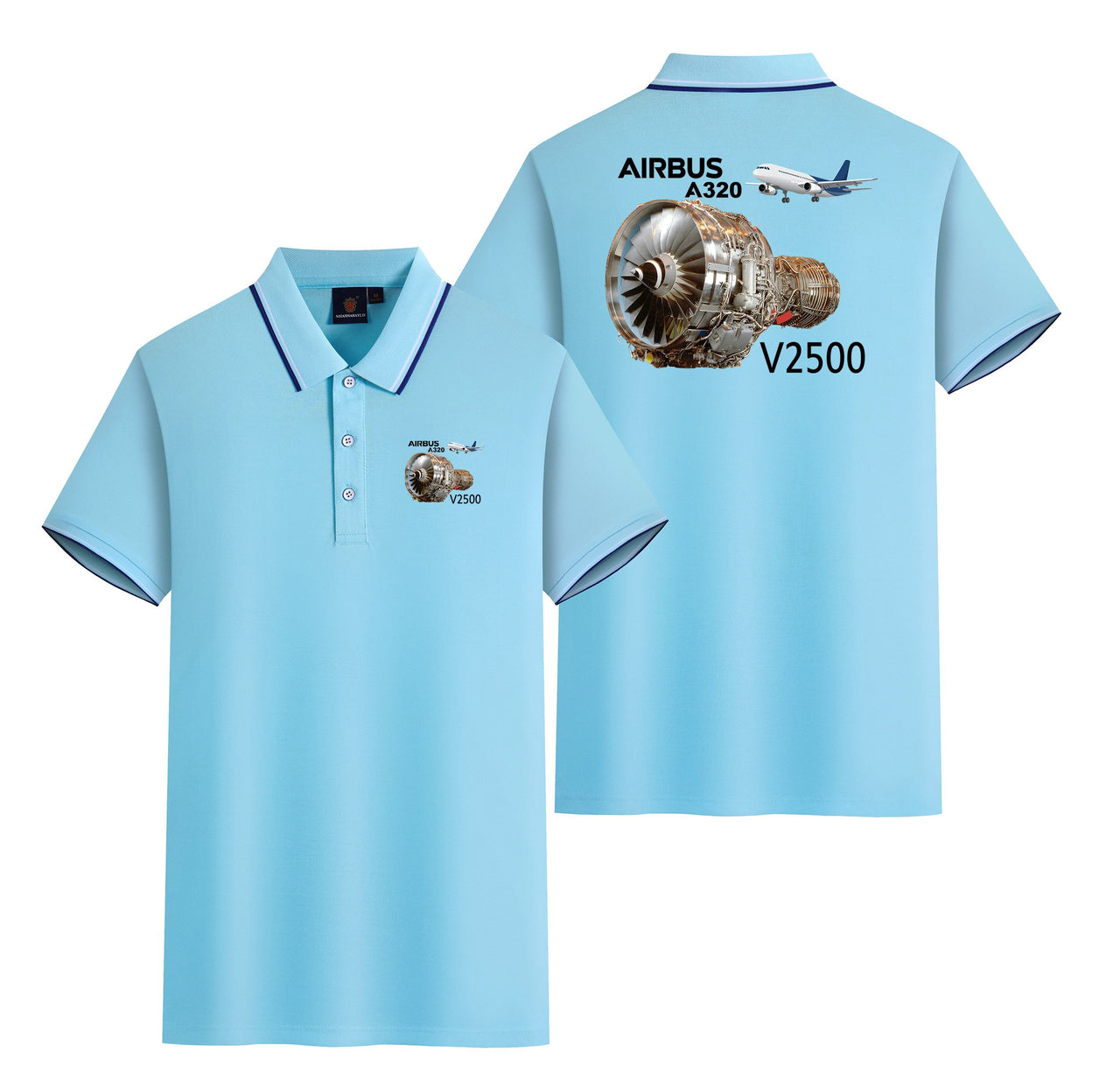 Airbus A320 & V2500 Engine Designed Stylish Polo T-Shirts (Double-Side)