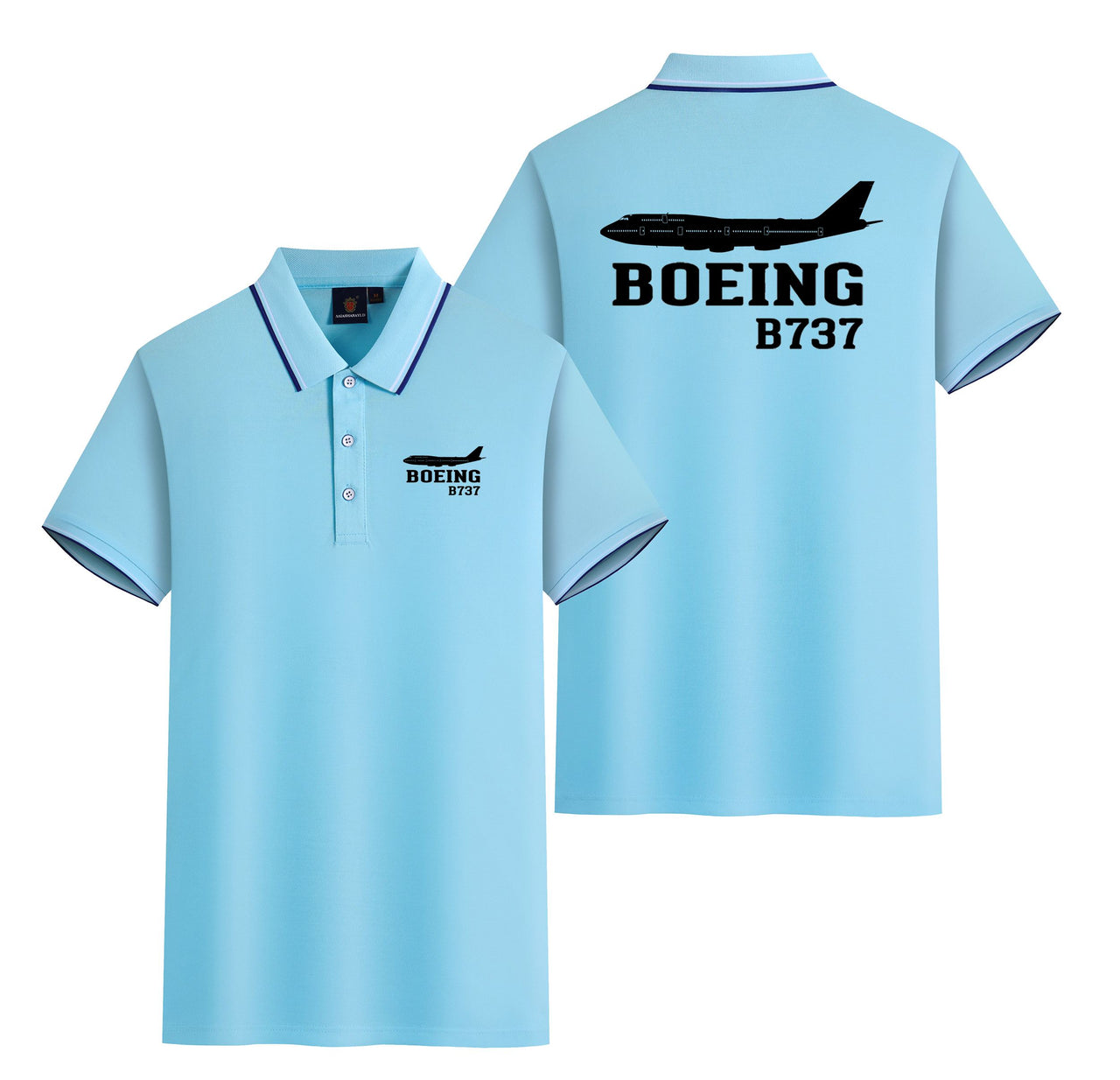 Boeing 737 Printed Designed Stylish Polo T-Shirts (Double-Side)