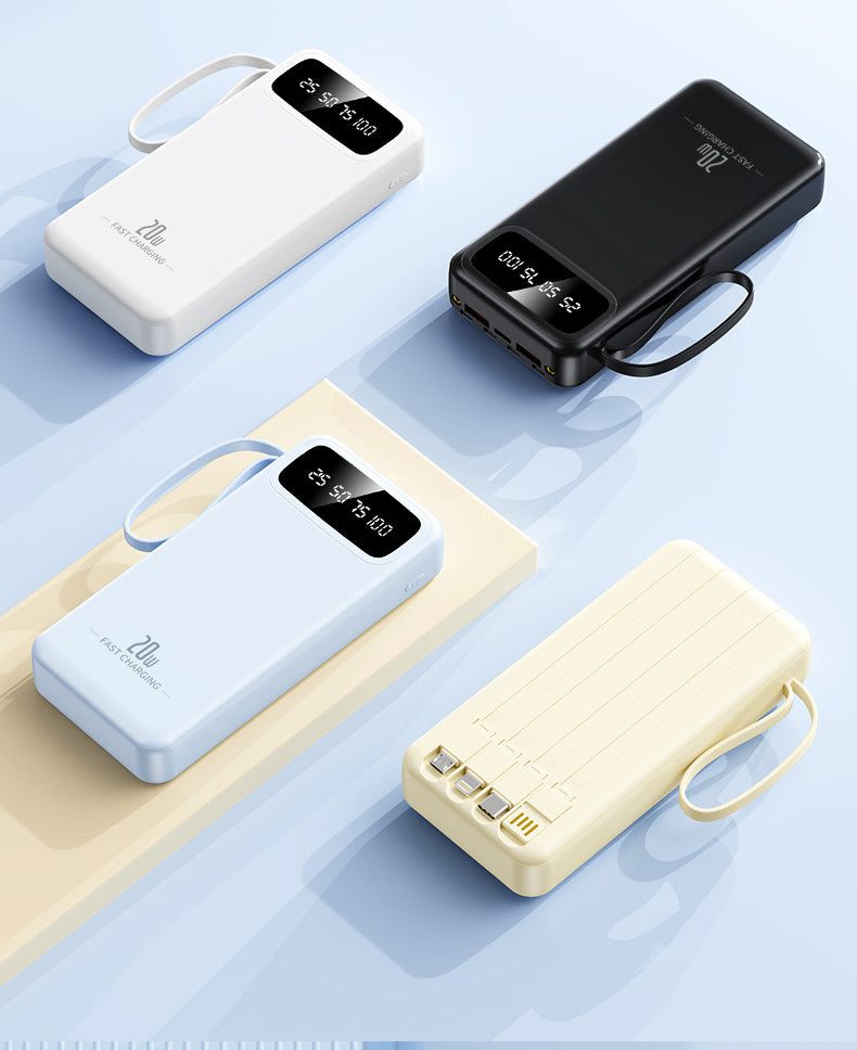 10000mAh 4-in-1 Built-in Cable Power Bank: Fast Charging