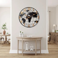 Thumbnail for Large Map Metal Minimalist Round Silent Wall Clock