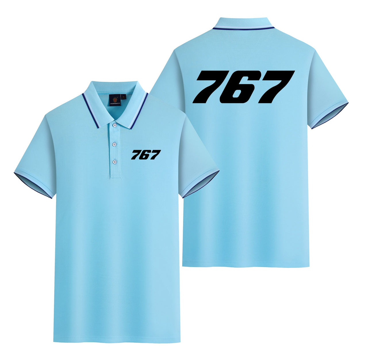 767 Flat Text Designed Stylish Polo T-Shirts (Double-Side)