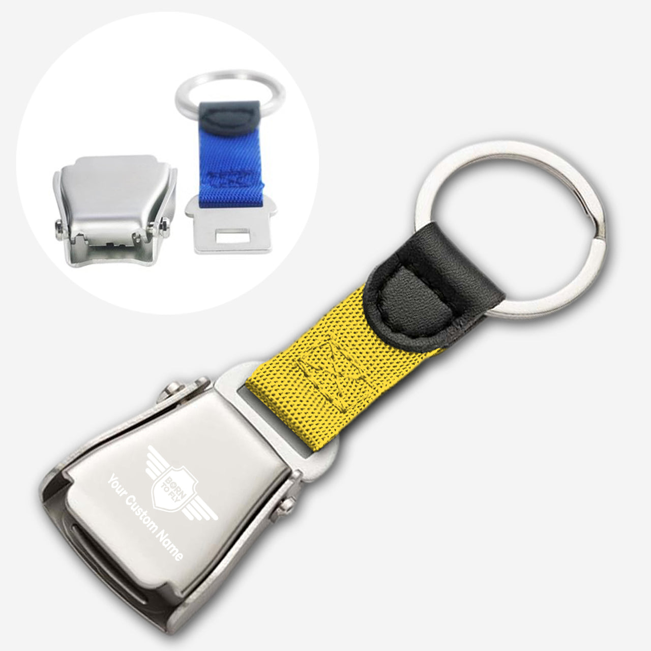 Custom Name (Badge 5)Designed Airplane Seat Belt Key Chains