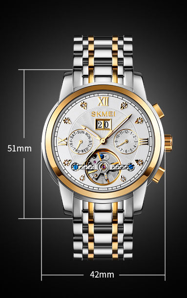 Luminous Fashion Casual Round Single Folding Buckle Mechanical Watch