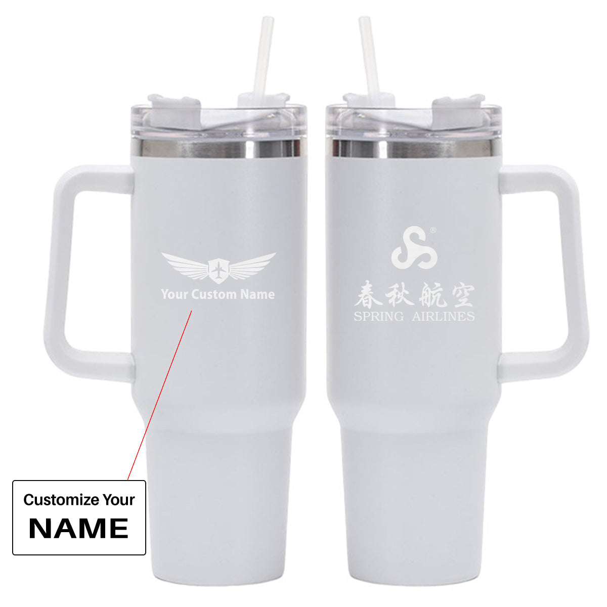 Spring Airlines 40oz Stainless Steel Car Mug With Holder