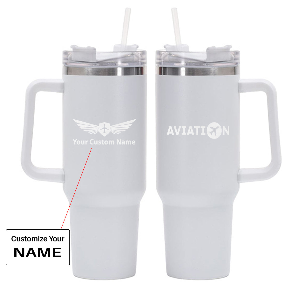 Aviation Designed 40oz Stainless Steel Car Mug With Holder