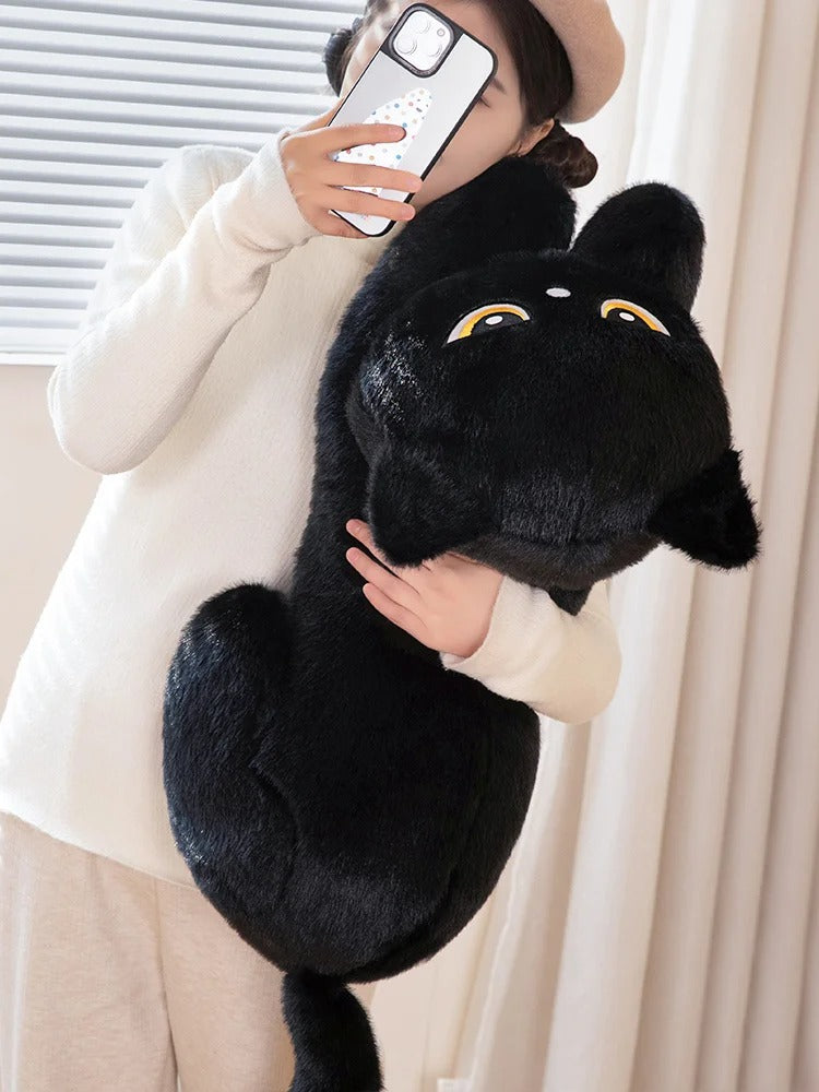 Black Cat Plush Pillow Cushion Cute Sleeping Design Gift for Cat Lovers