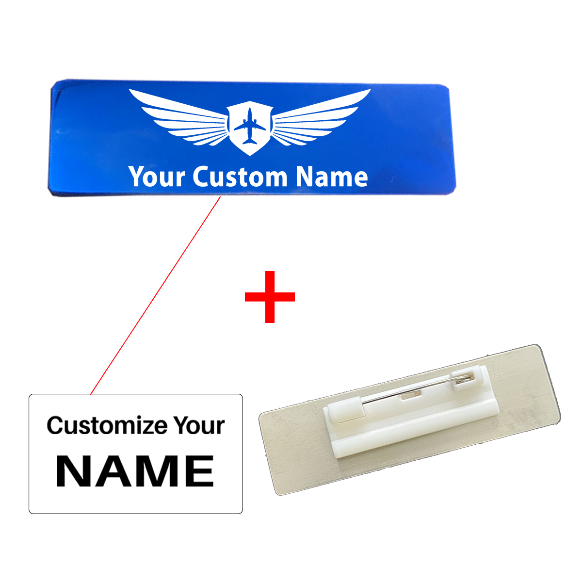 Your Custom Design Text Design 70*20MM Brooch Pin Badges