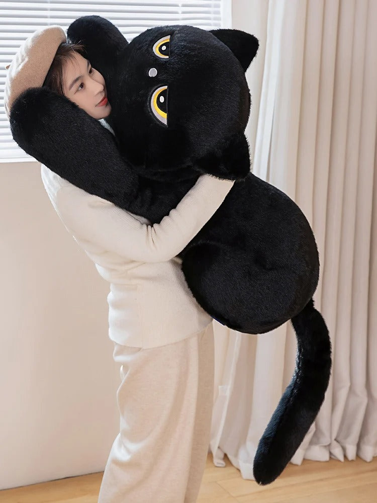 Black Cat Plush Pillow Cushion Cute Sleeping Design Gift for Cat Lovers