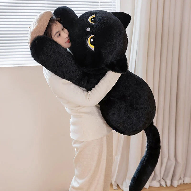 Black Cat Plush Pillow Cushion Cute Sleeping Design Gift for Cat Lovers