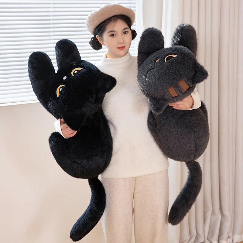 Black Cat Plush Pillow Cushion Cute Sleeping Design Gift for Cat Lovers