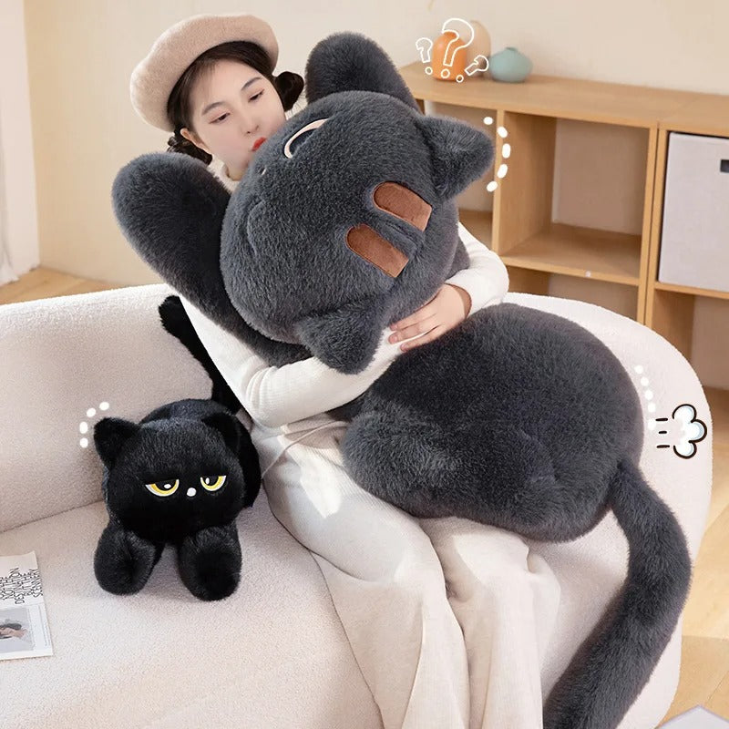 Black Cat Plush Pillow Cushion Cute Sleeping Design Gift for Cat Lovers