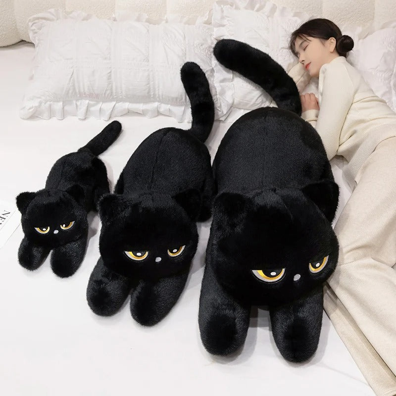 Black Cat Plush Pillow Cushion Cute Sleeping Design Gift for Cat Lovers