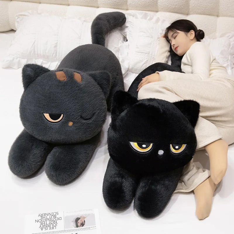 Black Cat Plush Pillow Cushion Cute Sleeping Design Gift for Cat Lovers