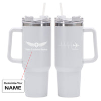 Thumbnail for Aviation Heartbeats Designed 40oz Stainless Steel Car Mug With Holder
