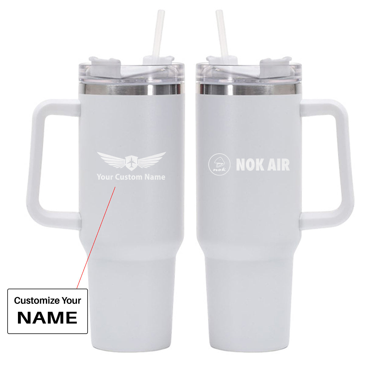 Nok Airlines 40oz Stainless Steel Car Mug With Holder