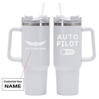 Thumbnail for Auto Pilot Off Designed 40oz Stainless Steel Car Mug With Holder