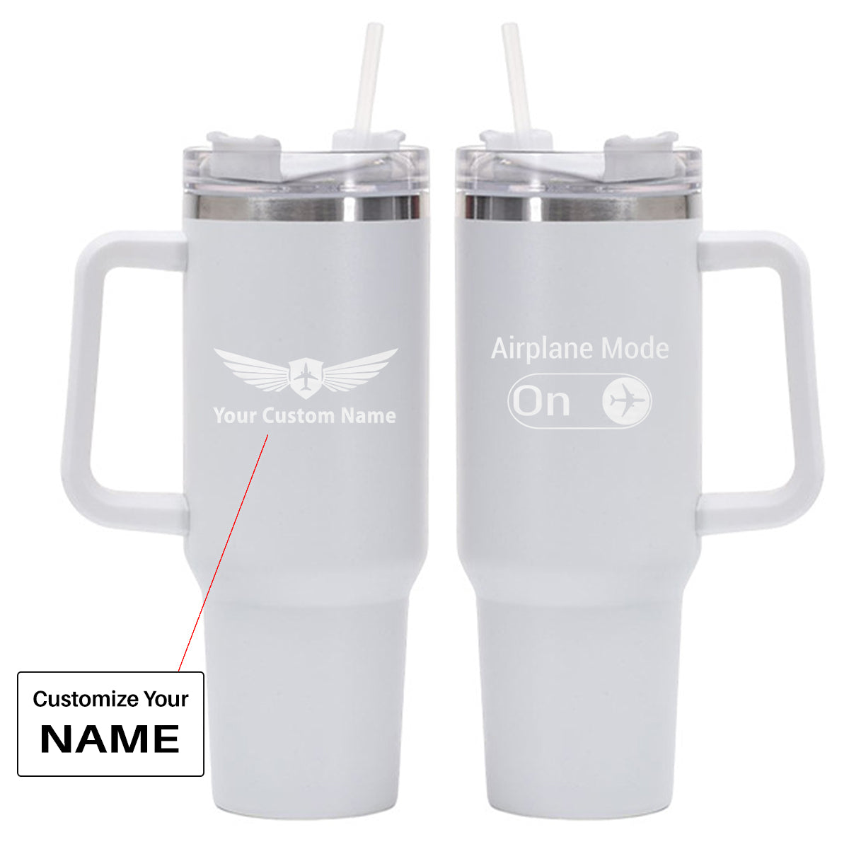 Airplane Mode On Designed 40oz Stainless Steel Car Mug With Holder