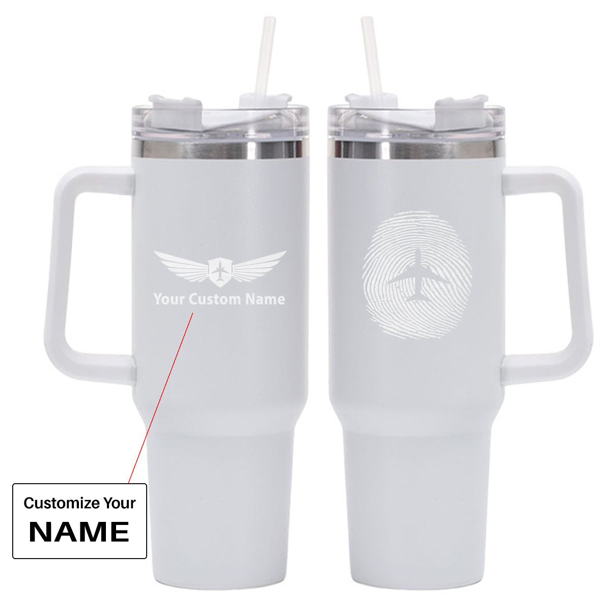 Aviation Finger Print Designed 40oz Stainless Steel Car Mug With Holder