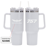 Thumbnail for 757 Flat Text Designed 40oz Stainless Steel Car Mug With Holder