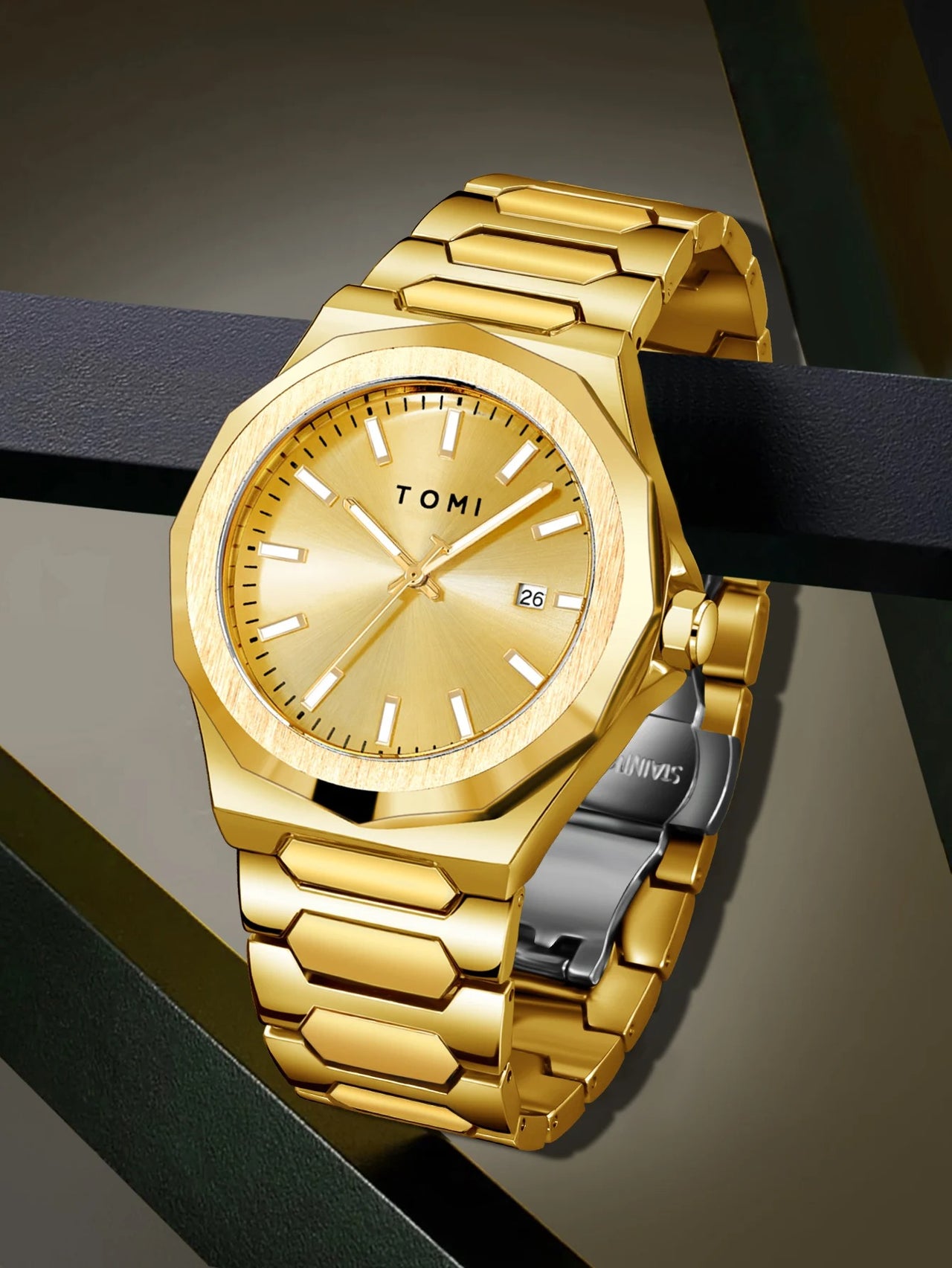 Relogio Masculino Gift Box: Luxury Business Quartz Watch with High-Quality Rose Gold Case (Simple & Versatile)