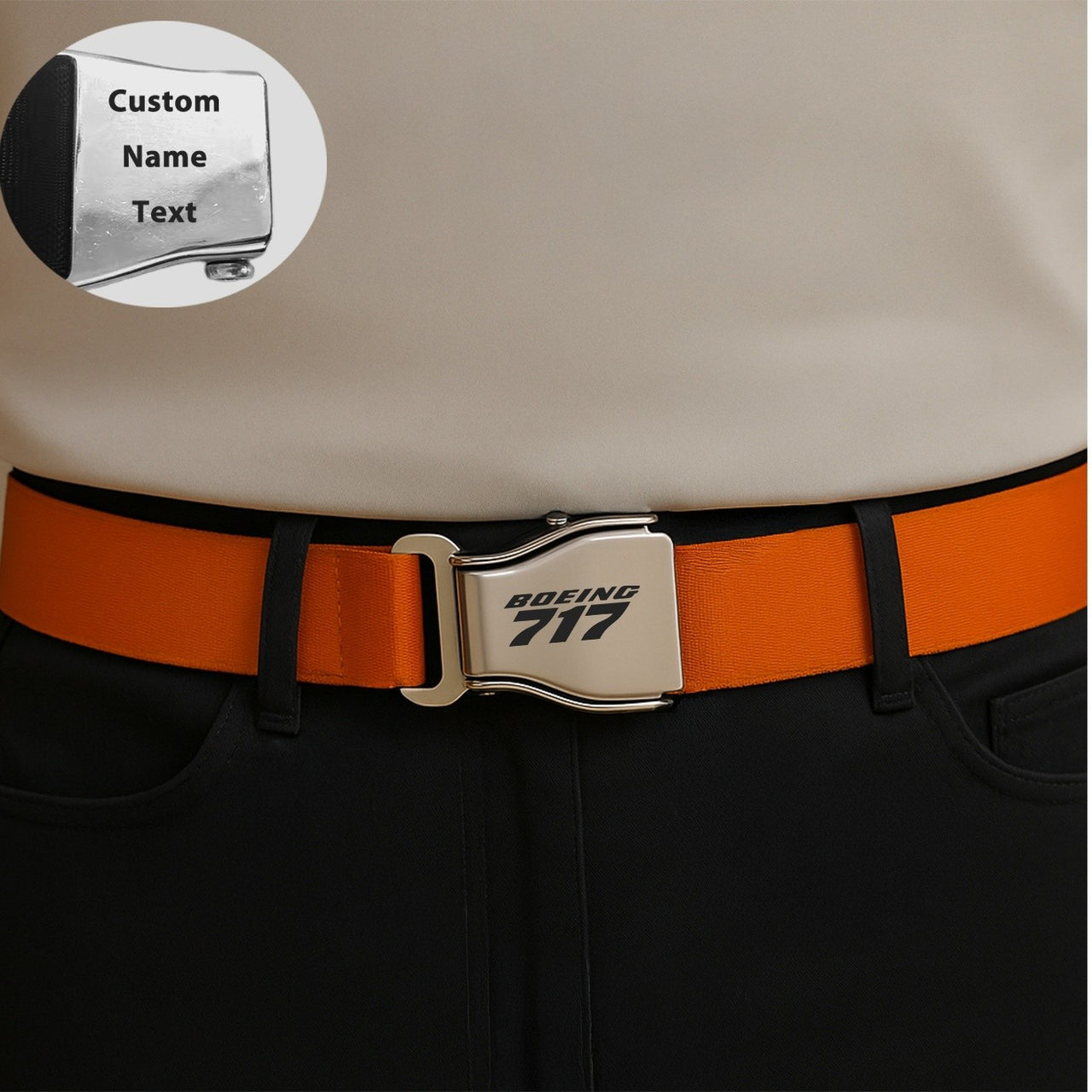 Boeing 717 & Text Designed Fashion Airplane Seat Belts