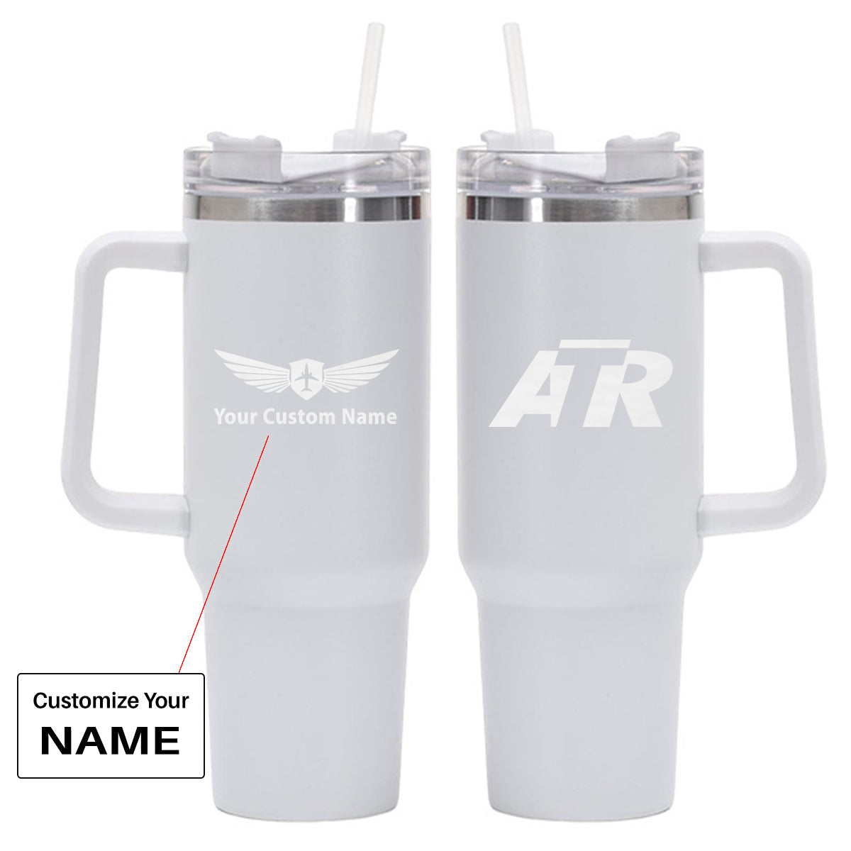 ATR & Text Designed 40oz Stainless Steel Car Mug With Holder