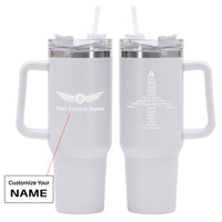 Thumbnail for Airplane Shape Aviation Alphabet Designed 40oz Stainless Steel Car Mug With Holder