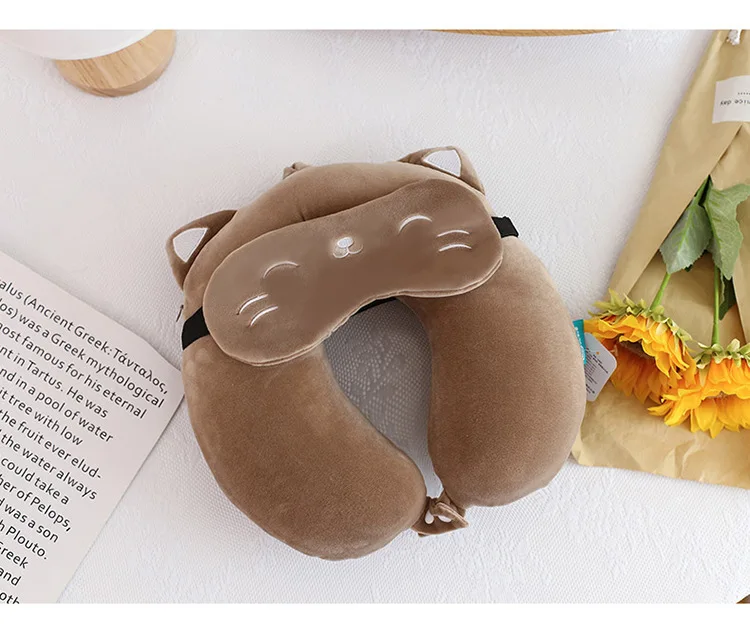 Cartoon U-Shaped Memory Cotton Neck Pillow: Soft Travel Headrest