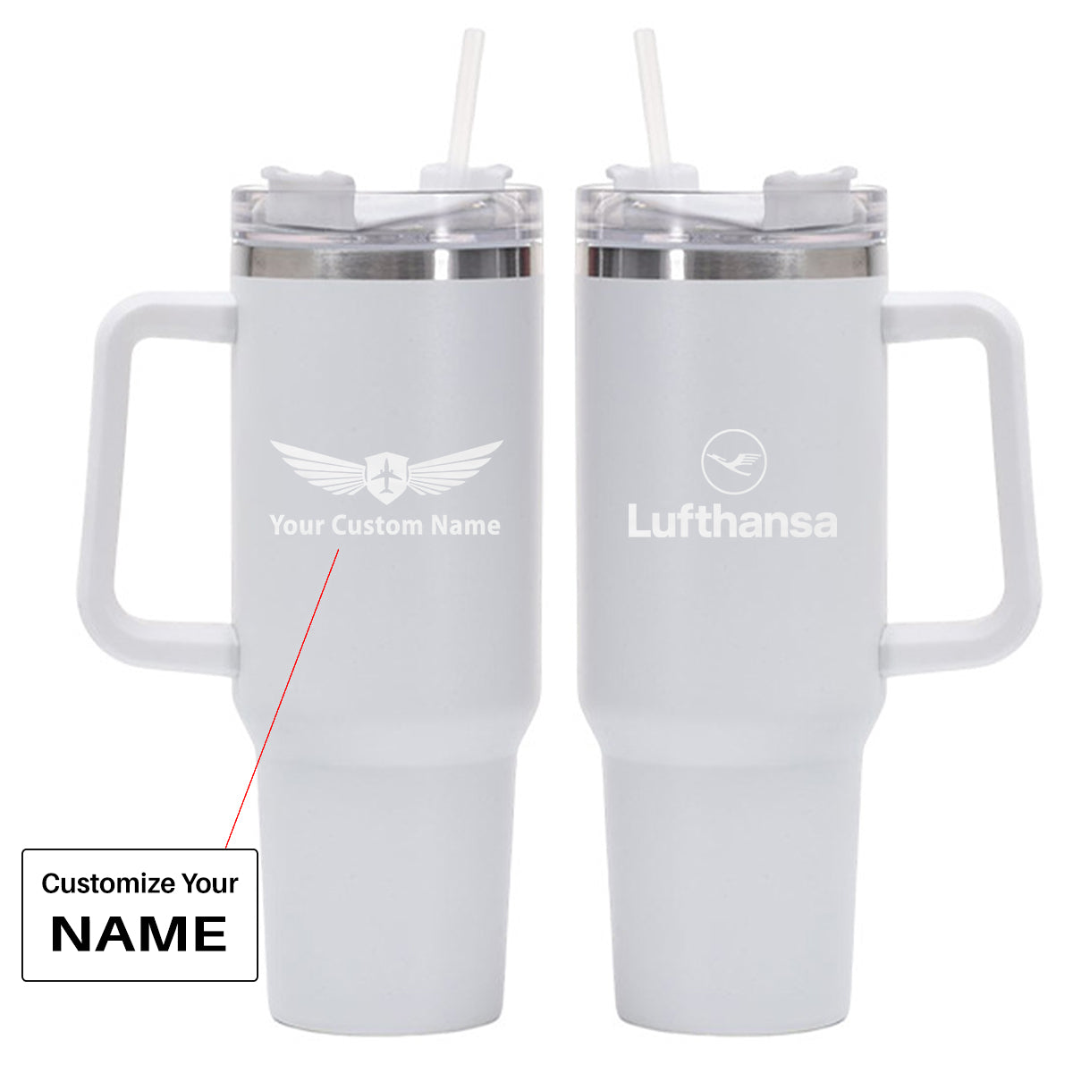 Lufthansa Airlines Designed 40oz Stainless Steel Car Mug With Holder