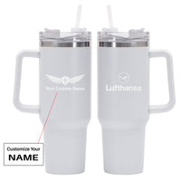 Thumbnail for Lufthansa Airlines Designed 40oz Stainless Steel Car Mug With Holder