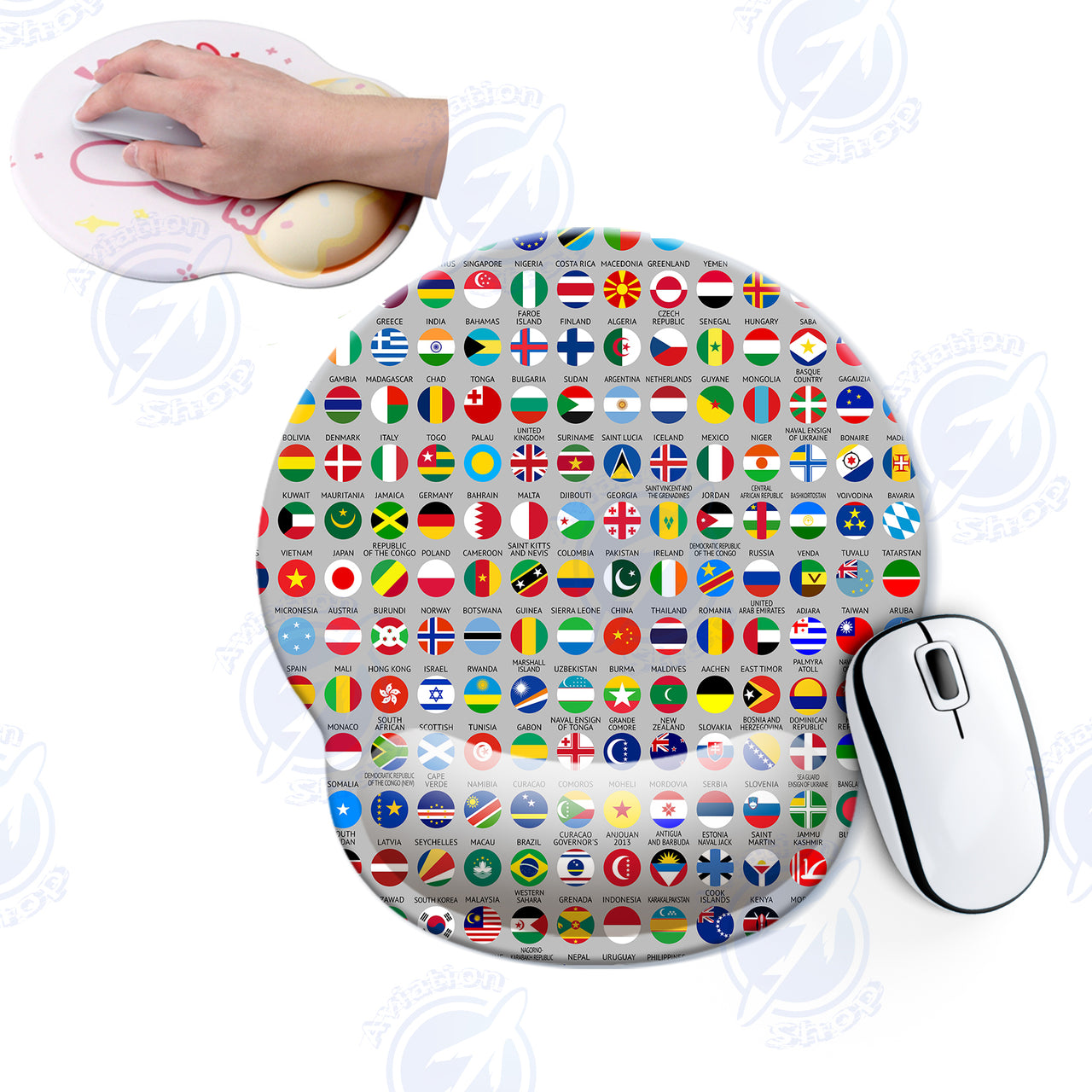 220 World's Flags Designed Ergonomic Mouse Pads