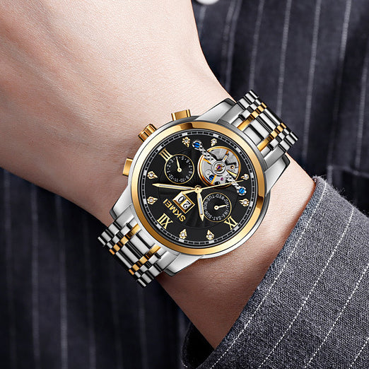 Luminous Fashion Casual Round Single Folding Buckle Mechanical Watch