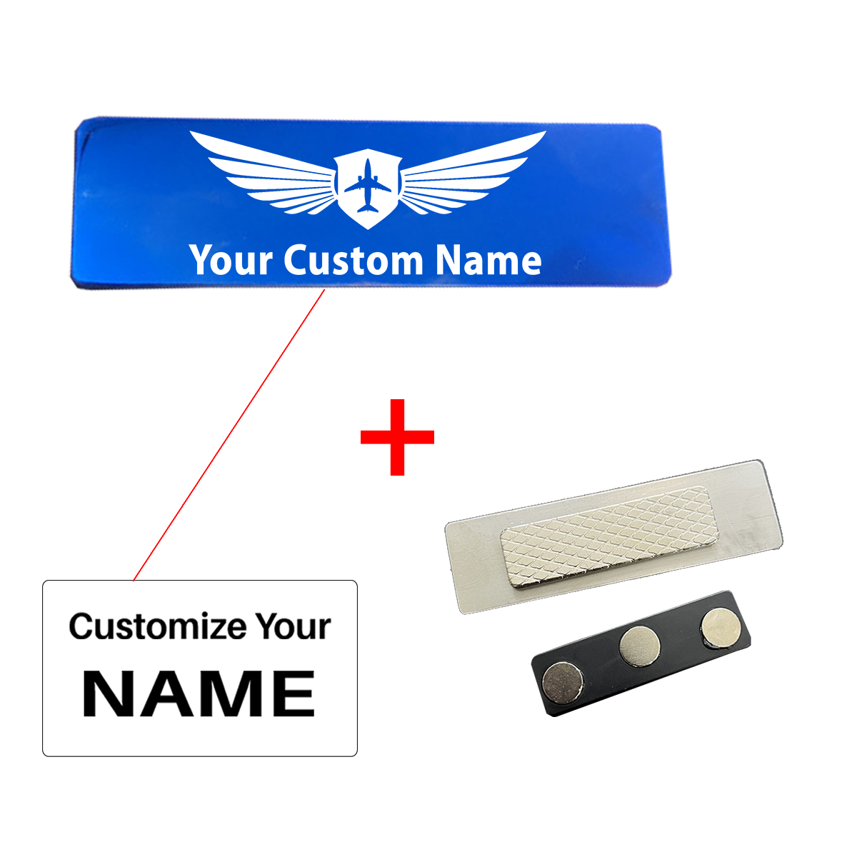 Your Custom Design Text Design 70*20MM Brooch Pin Badges