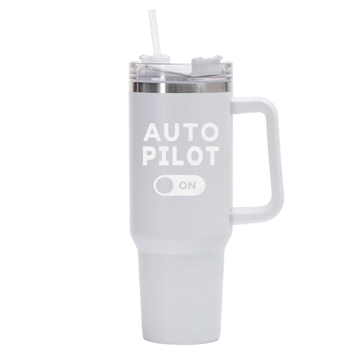 Auto Pilot ON Designed 40oz Stainless Steel Car Mug With Holder