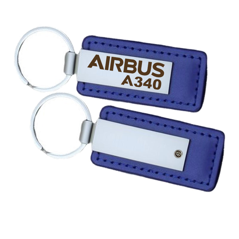 Airbus A340 & Text Faux Leather Key Chains
