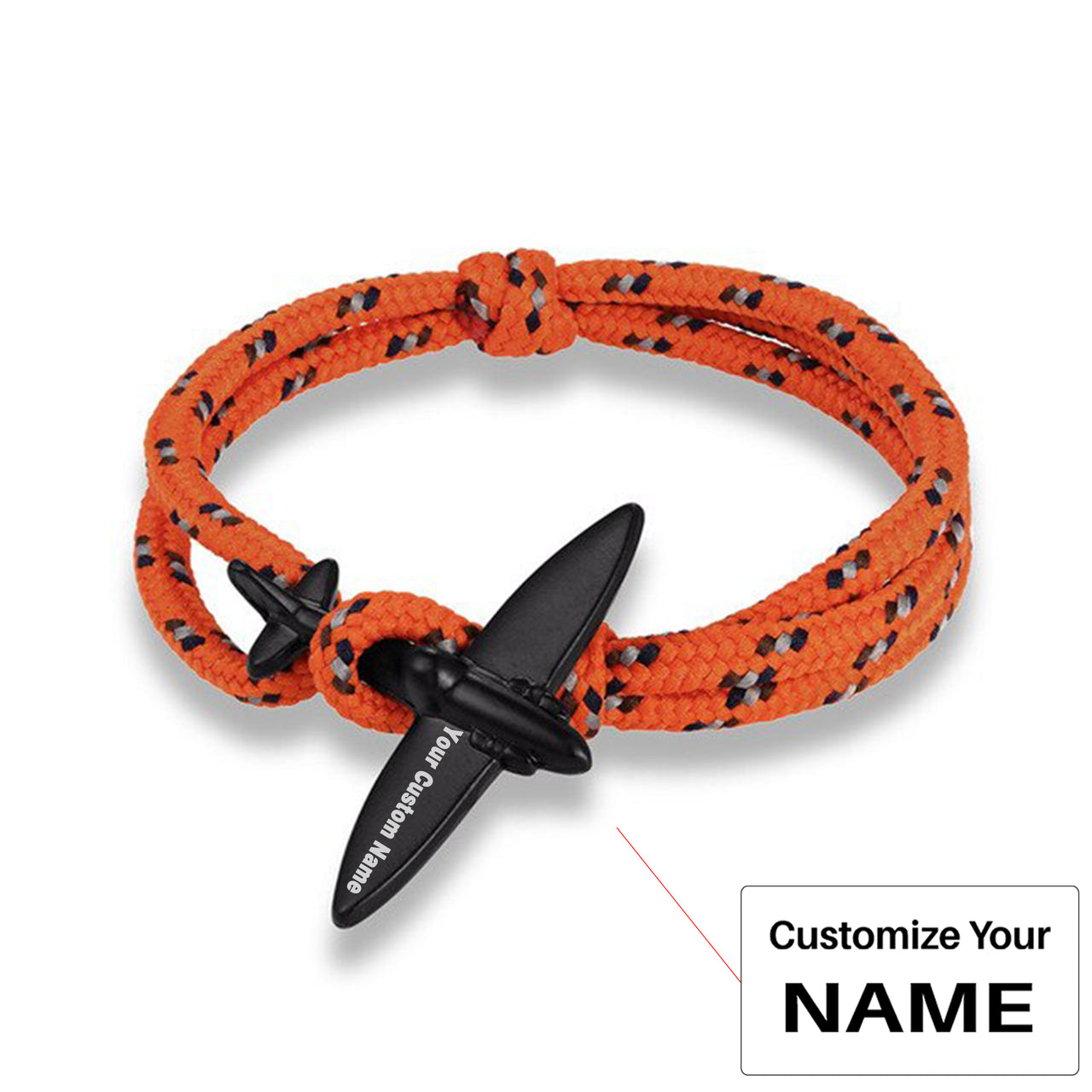 (Edition 4) - Thinner & Small Airplane Designed Bracelets Black (Adjustable)