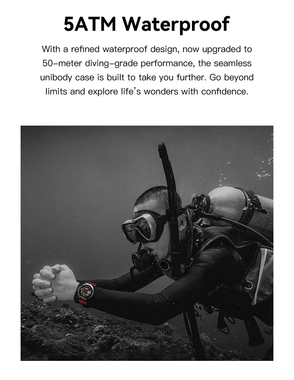 Rugged Military Smartwatch: Men's Outdoor Sports Watch with GPS Tracking, 5ATM Waterproof & HD Bluetooth Calls