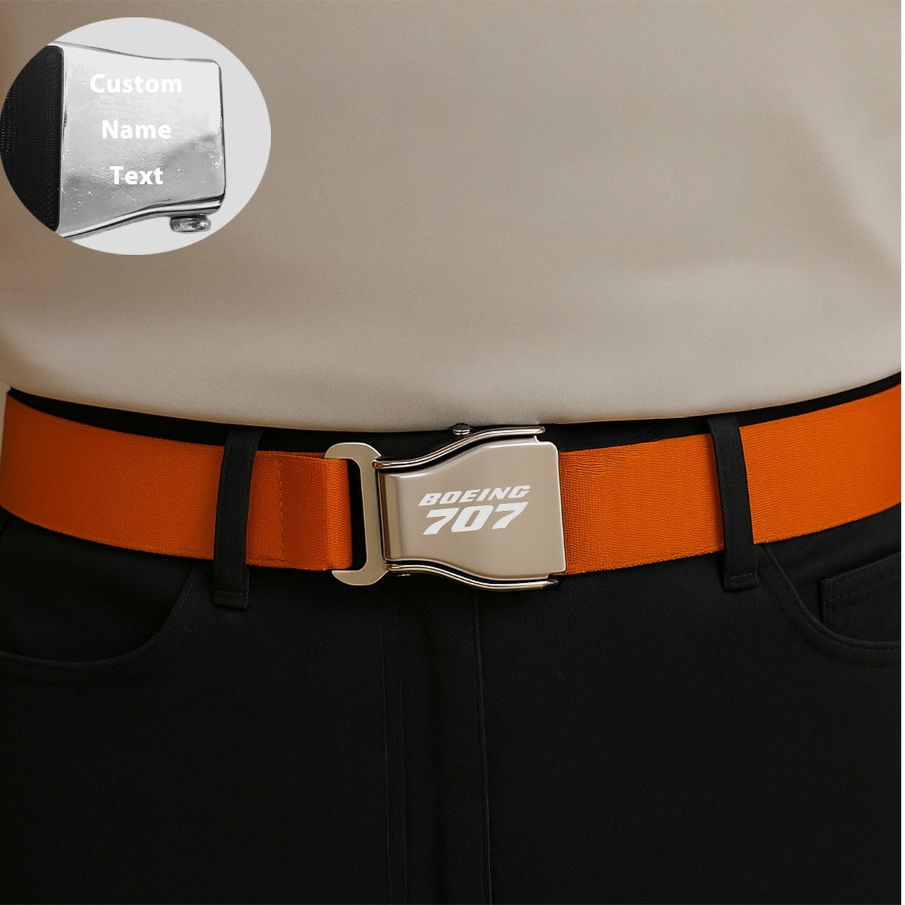 Boeing 707 & Text Designed Fashion Airplane Seat Belts