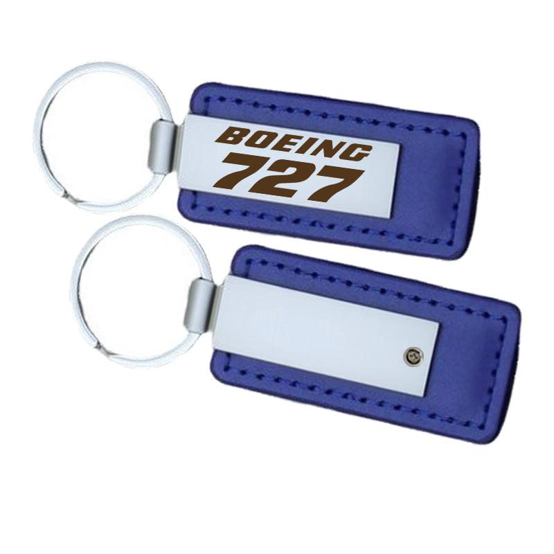 Boeing 727 & Text Faux Leather Key Chains