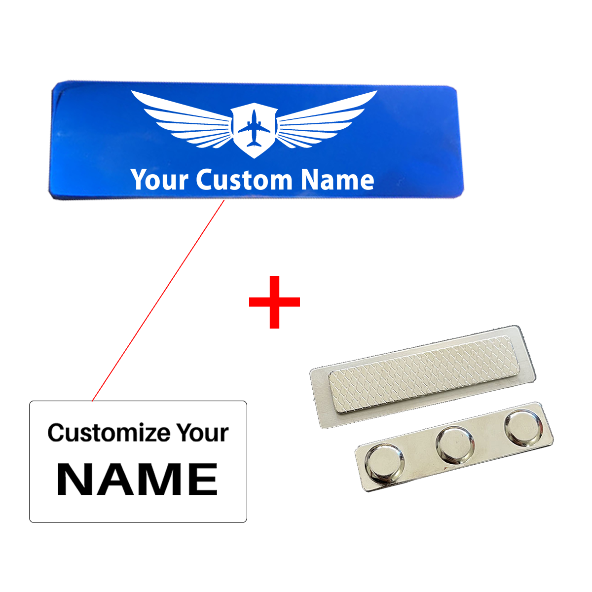 Your Custom Design Text Design 70*20MM Brooch Pin Badges